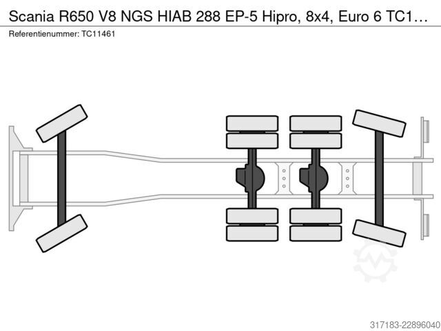 Yükleme platformu Scania R650 V8 NGS HIAB 288 EP-5 Hipro, 8x4, Euro 6