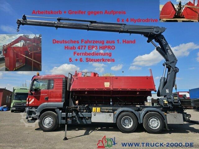 Jeřáb na nákladním automobilu MAN TGS 26.440 Hiab 477 15m 13,2m=2,62T Arbeitskorb