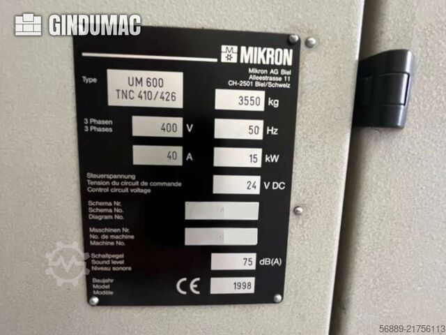 MIKRON UM600 TNC 410/426 MIKRON UM600 TNC 410/426