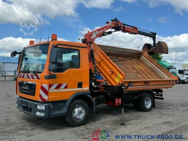 Třístranný sklápěč MAN TGL 12.220 Meiller Atlas Kran 5+6 Steuerk 146TKM