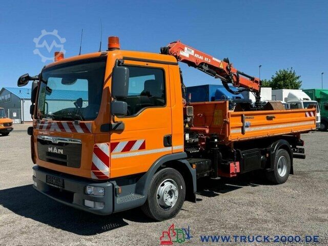 Třístranný sklápěč MAN TGL 12.220 Meiller Atlas Kran 5+6 Steuerk 146TKM