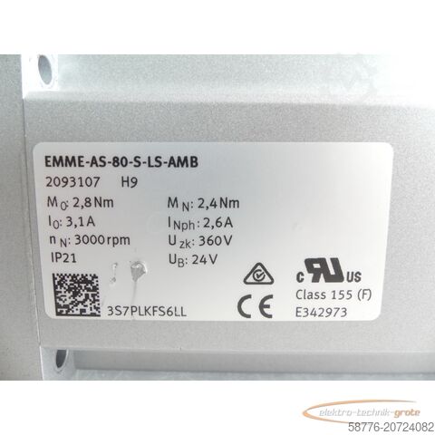 Festo component Festo EMME-AS-80-S-LS-AMB Servomotor 2093107 H9 SN: 3S7PLKFS6LL
