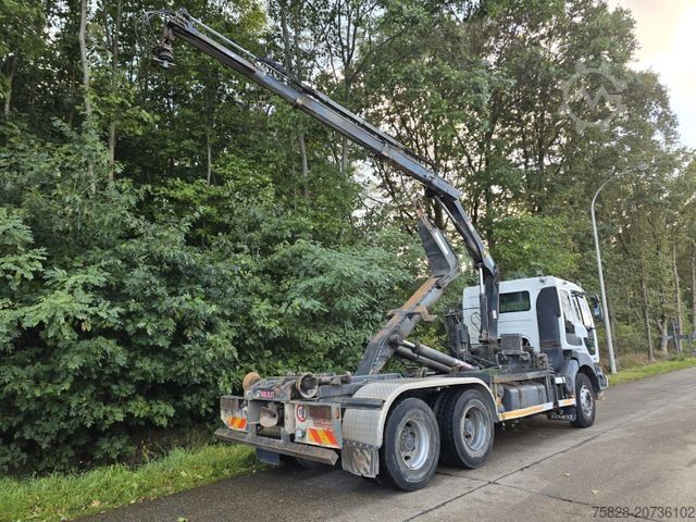 Roll-off tipper truck RENAULT Kerax 420 dci/Kran Hiab 080B-2/ Multilift Haken