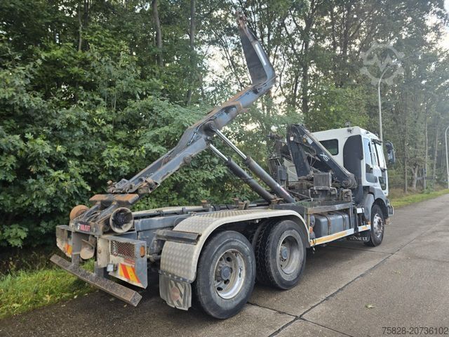 Roll-off tipper truck RENAULT Kerax 420 dci/Kran Hiab 080B-2/ Multilift Haken