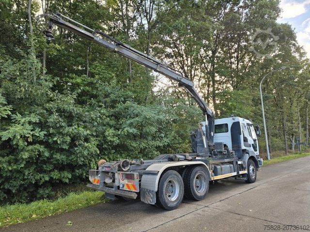 Roll-off tipper truck RENAULT Kerax 420 dci/Kran Hiab 080B-2/ Multilift Haken