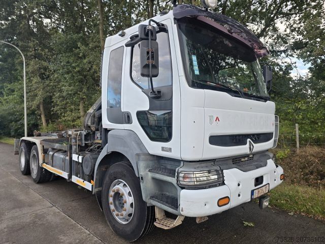 Roll-off tipper truck RENAULT Kerax 420 dci/Kran Hiab 080B-2/ Multilift Haken
