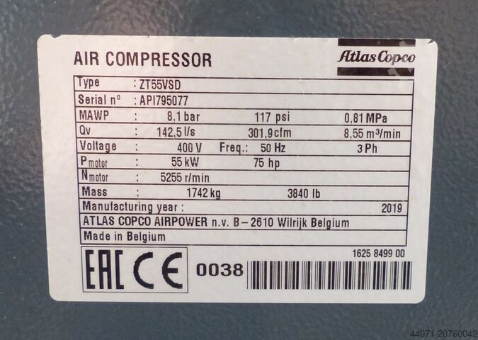 Screw compressor ZT55VSDFF Atlas Copco ZT55VSDFF