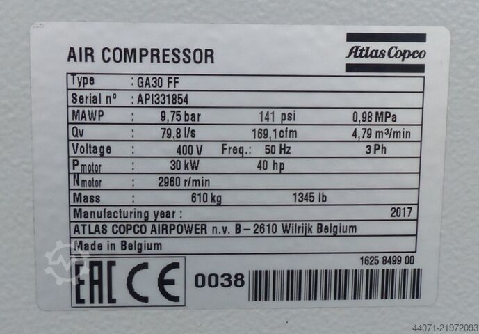 Schraubenkompressor GA30FF Atlas Copco GA30FF