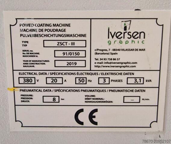 ZSCT-2 + ZSCT-3 pulverlakeringsmaskine. Iversen graphic ZSCT-2 + ZSCT-3 Pulverbeschichtungmasch.