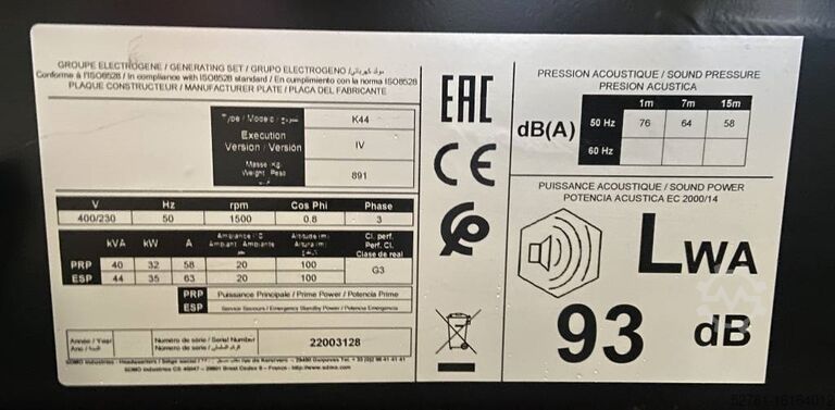 Aggregerad Sdmo K44 - 44 kVA Generator - DPX-17005