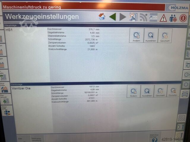 Panel som delar upp anläggningen HOLZMA HPP 380/43/43 NEW PROFILINE