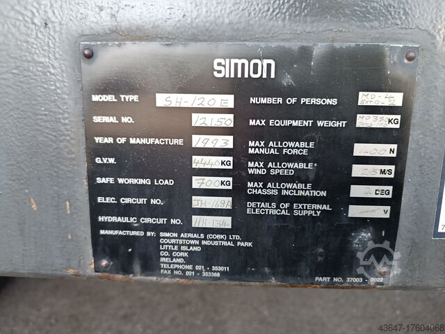 Schaarlift,Hydraulisch zelfrijdend Simon SH 120 E