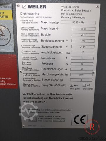 CNC lathe WEILER DZ 40 / ARY