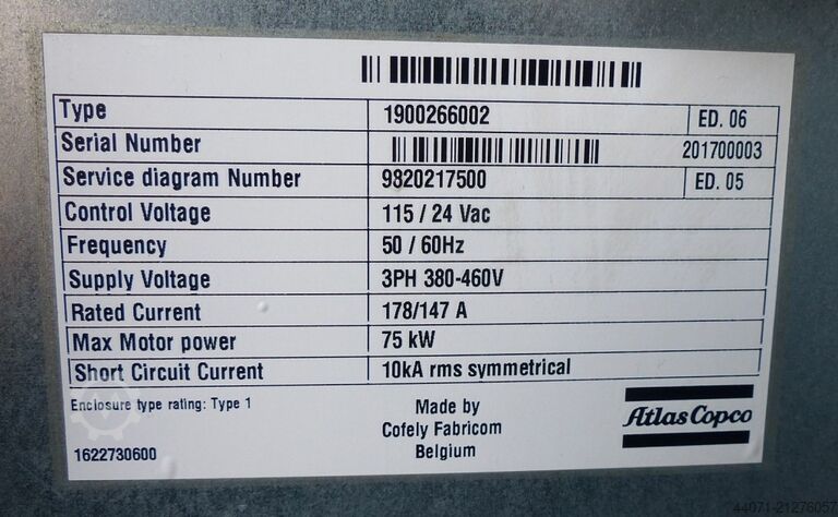 Screw compressor GA75VSD Atlas Copco GA75VSD
