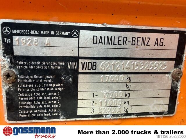 Lastbilchassis Mercedes-Benz NG 1928 A 4x4, V8-Motor, Winterdienstaustattung