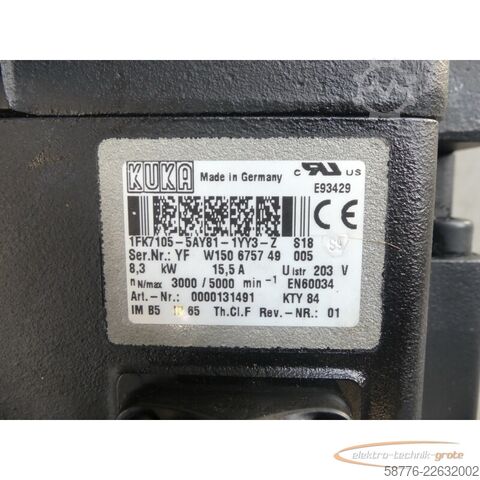 Vezérlőegység KUKA 1FK7105-5AY81-1YY3-Z S18 Servomotor SN: YFW150675749005