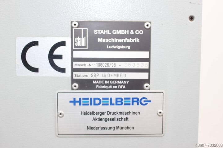 Horizontale stapellevering met persen - markering Heidelberg SBP 46.D + MKE.D