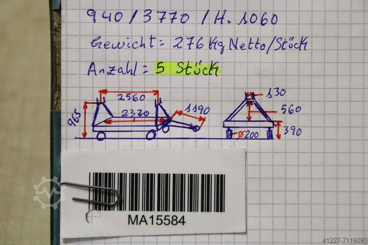 Transportwagen voor zwaar gebruik 5 ton Räder Gangl 2560 x 940 mm