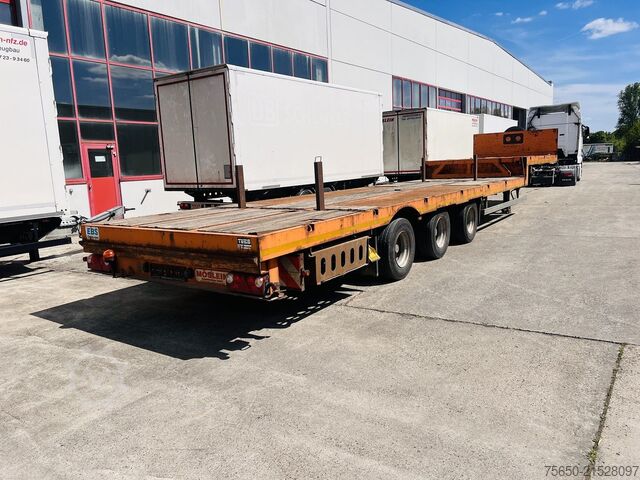 Low loader semitrailer Möslein STO 3 Schwebheim  3 Achs Satteltieflader Plato 45 t GGfür Fertigteile, Baumaschinen oder Container