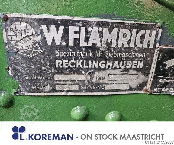 Sorteringsmaskin Flämrich för finkornigt material Flämrich Surface: 1600 x 600 mm – 1 Deck Screening machine Flämrich for fine materials