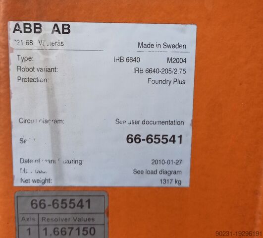 Robot industrial ABB IRC5 IRB6640-205/2.55 2010 MODEL