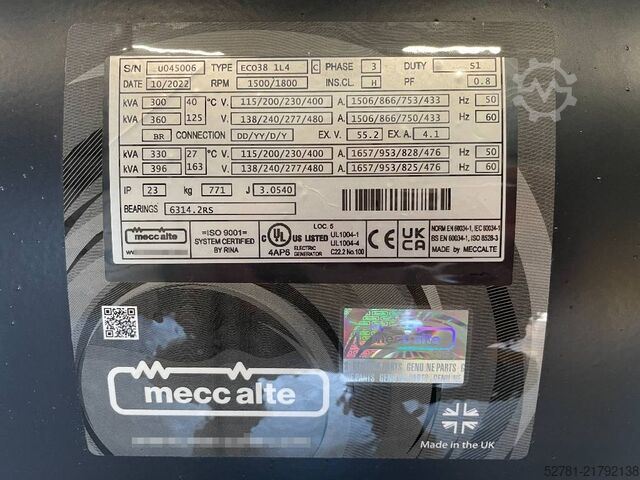 Aggregat  MeccAlte ECO38 - 300 kVA Alternator - DPX-25115