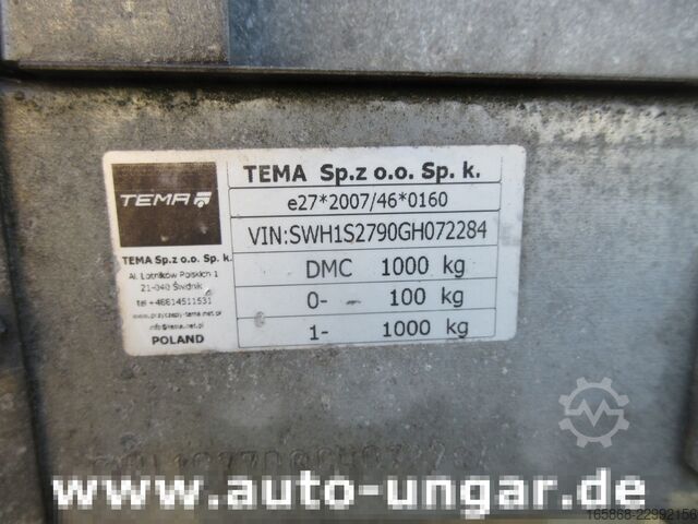 Nyitott pótkocsi ponyvával Temared Tema Anhänger 1.000kg Tieflader Plane