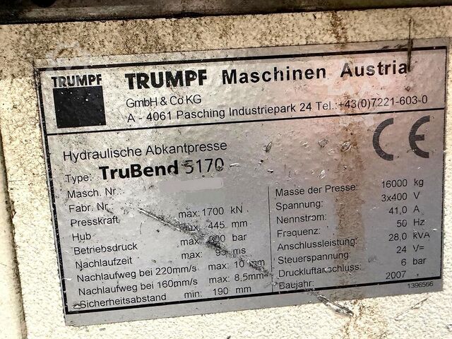 Piegatrice Trumpf TruBend 5170+ Roboter BendMaster