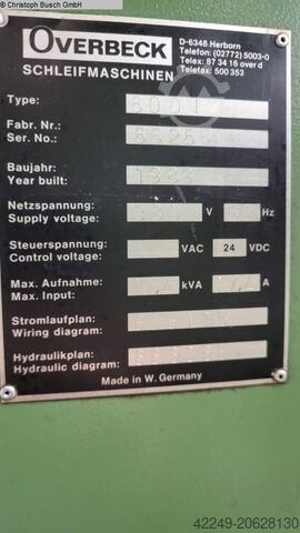 Μηχανή εσωτερικής λείανσης OVERBECK 600l