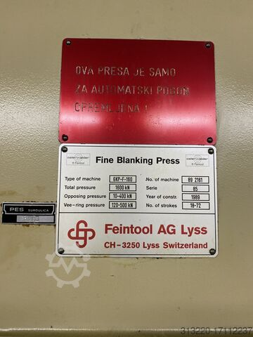 Prensa de corte fino FEINTOOL GKP F 160