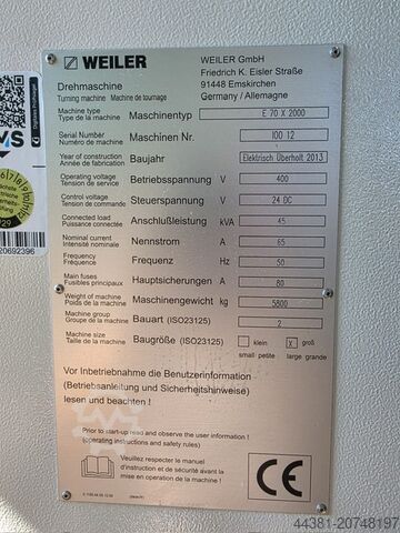 CNC lathe WEILER