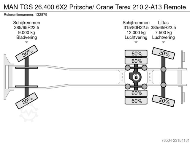  MAN TGS 26.400 6X2 Pritsche/ Crane Terex 210.2-A13 ...