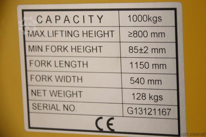 Transpaleta de tijera, capacidad de 1000 kg Nobelift 501-1008