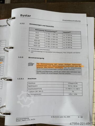 Laserový řezací stroj BYSTRONIC BYSTAR 3015