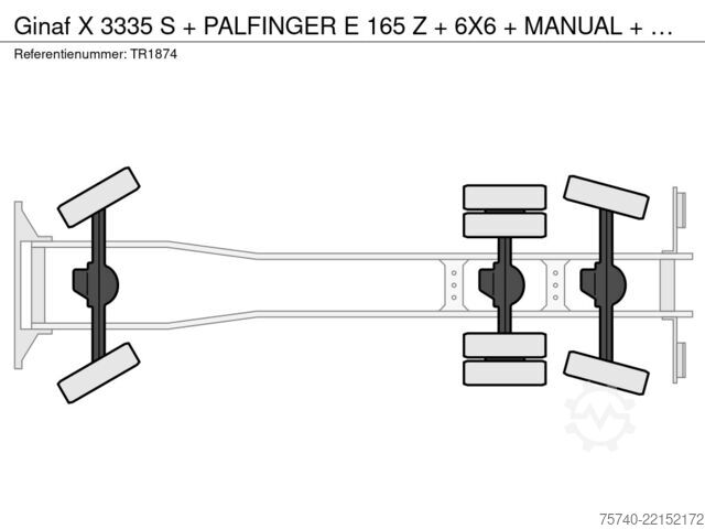 Ciężarówka z dźwigiem Ginaf X 3335 S + PALFINGER  E 165 Z + 6X6 + MANUAL + ...