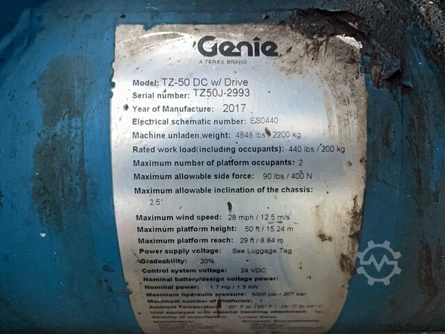 Piattaforma aerea montata su rimorchio Genie TZ-50 DC w/ Drive 17.09 m