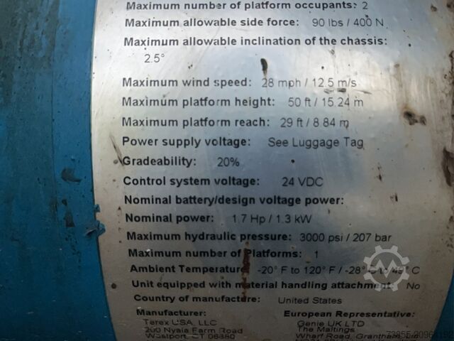 Piattaforma aerea montata su rimorchio Genie TZ-50 DC w/ Drive 17.09 m