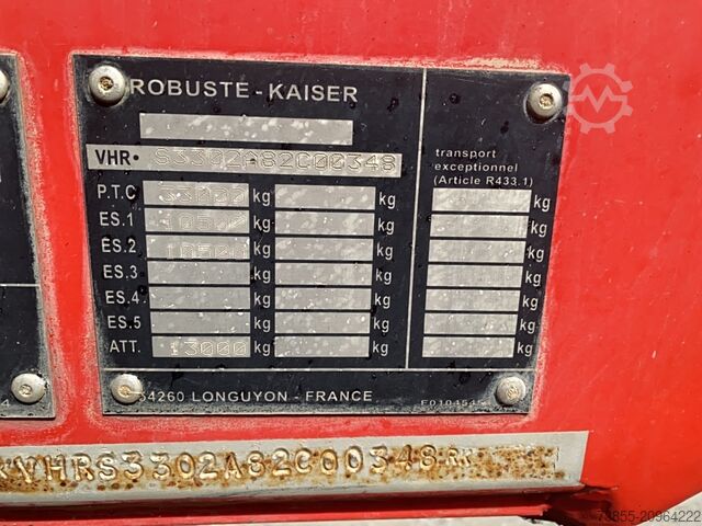 Remorque benne ROBUSTE KAISER S3302A Steel Trailer
