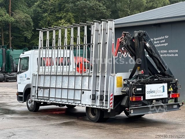 Camião de plataforma MERCEDES-BENZ Atego 1023 Pritsche/Glastransporter + Ladekran