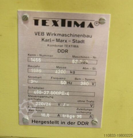 Carde à plateaux VEB Wirkmaschinenbau Karl-Marx-Stadt TEXTIMA 1455