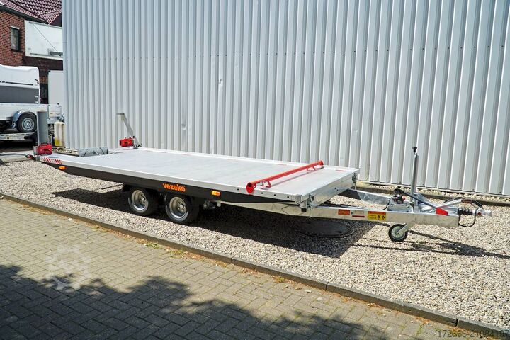 Bestelwagen autodrager Vezeko IMOLA 30.43 RACE MASTER | HANDSEILWINDE 502X209CM 3000KG AUTOTRAILER
