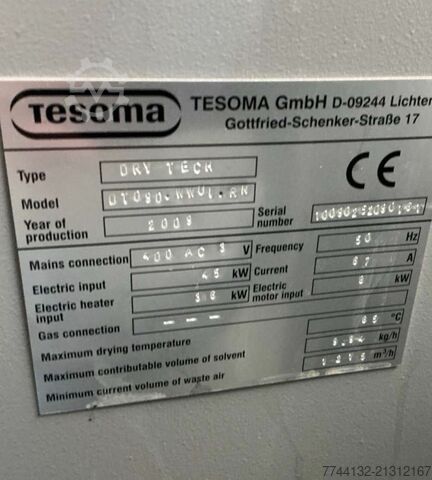 TESOMA DryTech Industrie Trockenkanal mit Förderband TESOMA dry tech