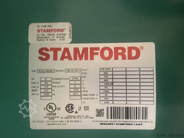 Aggregaat Cummins C900D5 - 900 kVA Open Genset - DPX-18527-O