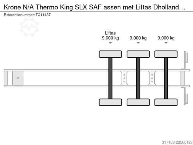 BE semi-trailer Krone N/A Thermo King SLX  SAF assen met Liftas Dholl...