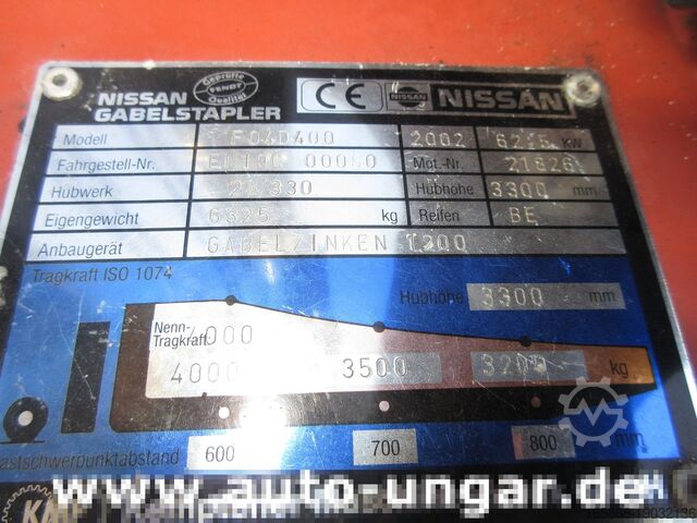 4-τροχο περονοφόρο ανυψωτικό Nissan F04D400 Diesel Gabelstapler Motor defekt