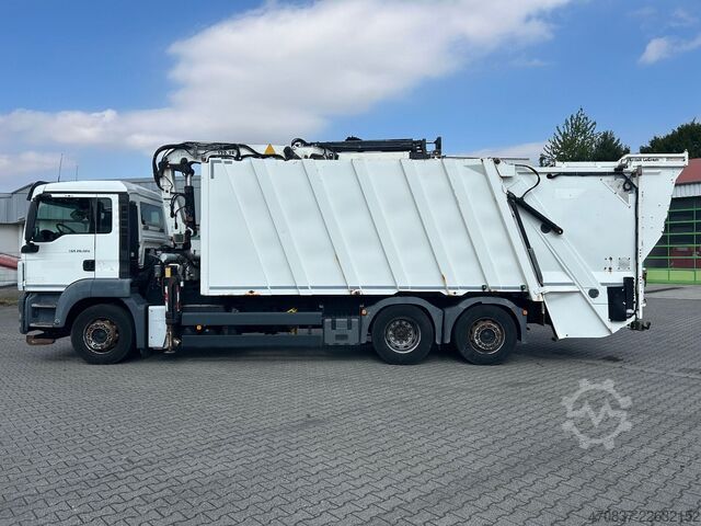 Çöp kamyonu MAN TGS 26.320 / Terex 120 + Funk / Faun 524