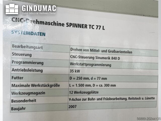 Yatay Torna Makinesi SPINNER TC 77