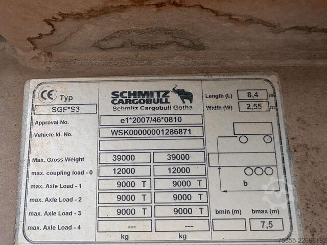 Avfallsbil Schmitz Cargobull Gotha SGF S3 20FT Kipper-Tipper-Kiep / 1x Lift-Axle /...