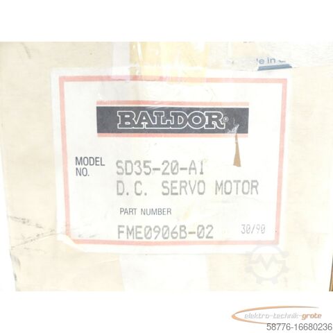 Baldor Motor Baldor SD35-20-A1 DC Servo Motor SN:FME0906B ! -