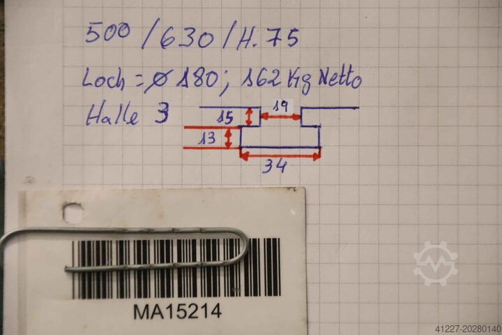 Placa de fixação com ranhura em T unbekannt 630/500/H75 mm